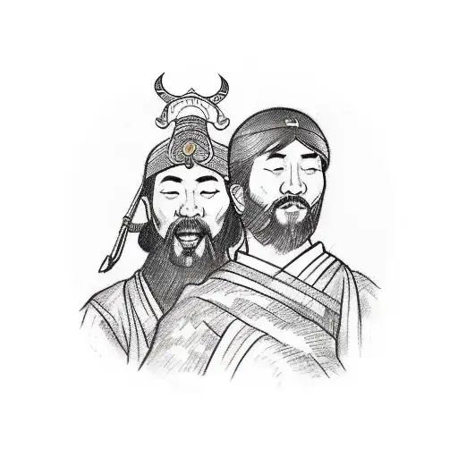 A sketch of a shepherd leading a group of people, representing the client's leadership qualities and love for their occupation tattoo design idea