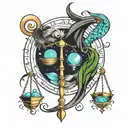 libra pisces sign tattoo design idea