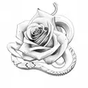 snake with rose tattoo design idea
