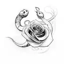 snake with rose tattoo design idea