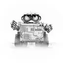 Wall-E sad in in horror film tattoo design idea