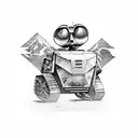 Wall-E being hunted by Eva tattoo design idea