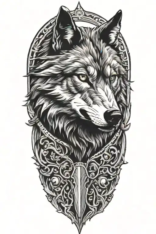 wolf with armor tattoo design idea