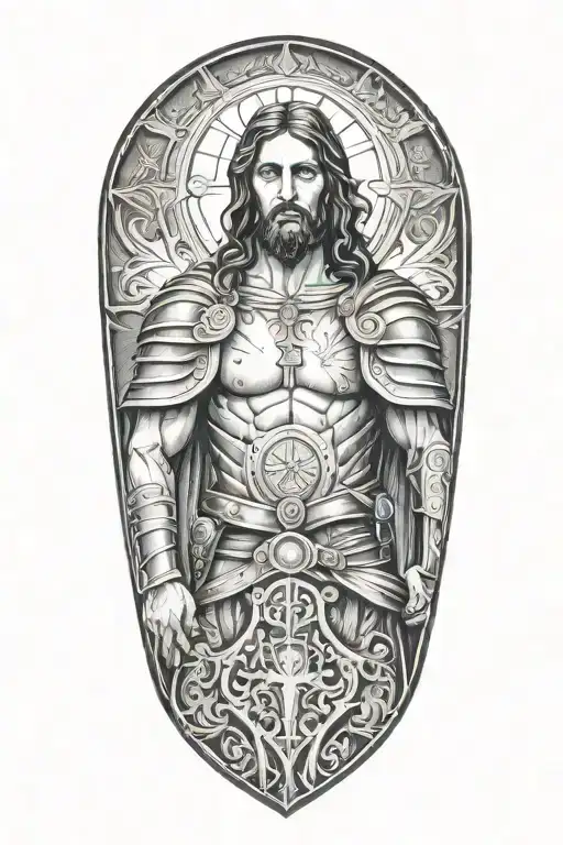 jesus on armor tattoo design idea
