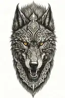 black wolf head on armor  tattoo design idea