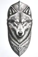realistic body armor with wolf  tattoo design idea