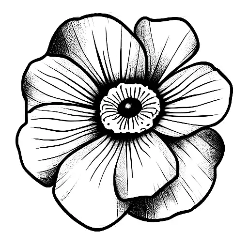 A primrose, poppy and daisy flower intertwined tattoo design idea