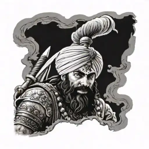 Sikh warrior fighting tattoo design idea