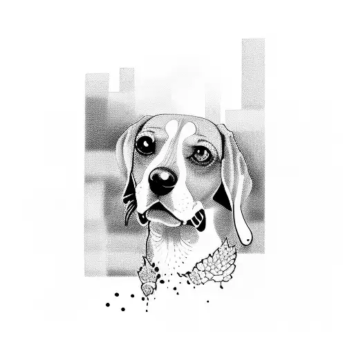 beagle piano tattoo design idea