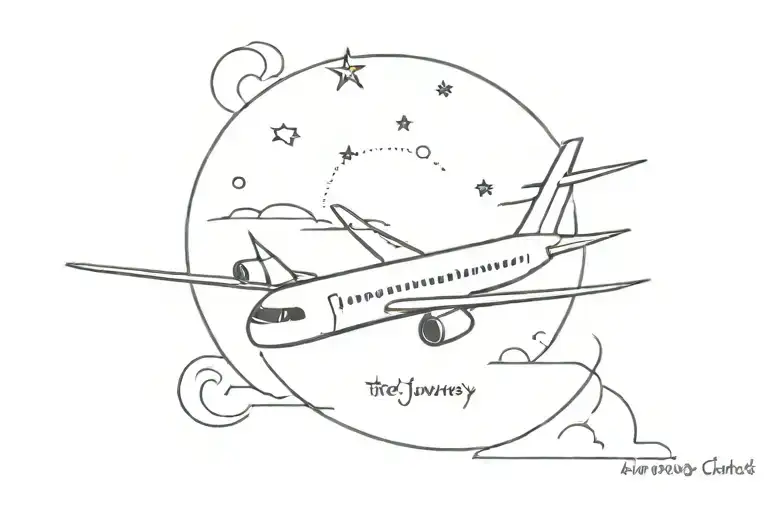airplane and "the journey changes you" tattoo design idea
