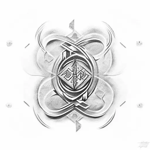 Combine mystical symbols with runic scripts tattoo design idea