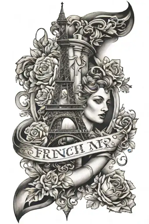 Sleeve with French imagery tattoo design idea