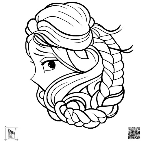braid with bangs tattoo design idea