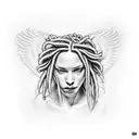 angel with dreads tattoo design idea