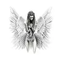 angel with dreads tattoo design idea