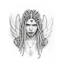angel with dreads tattoo design idea