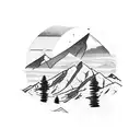 mountain range with eagle feather tattoo design idea
