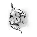 mountain range with eagle feather tattoo design idea