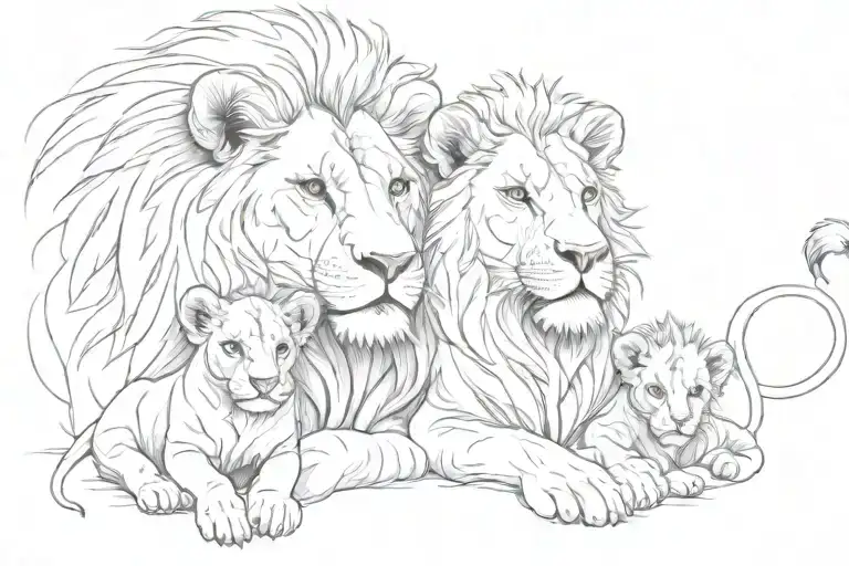 lion family lions with lion cub tattoo design idea