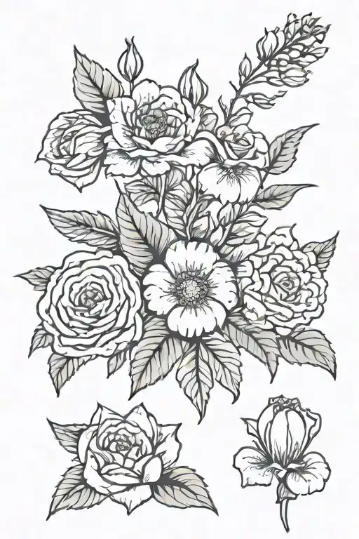 January February May birth flowers tattoo design idea