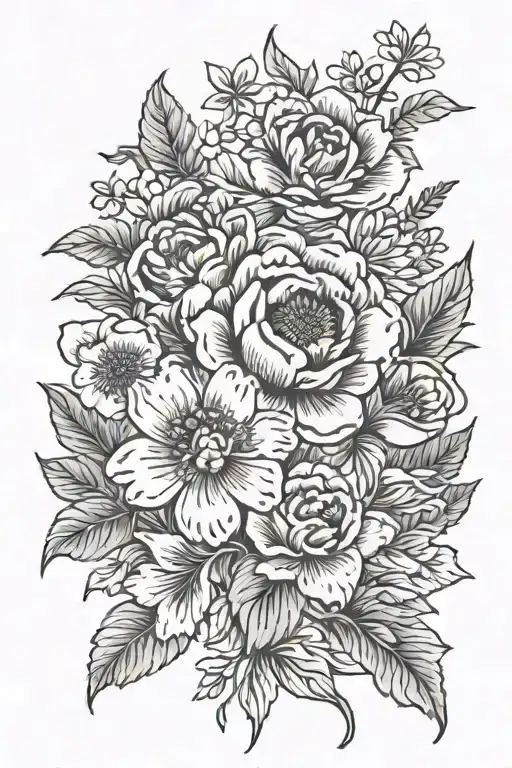 January February April May October birth flowers blooming tattoo design idea