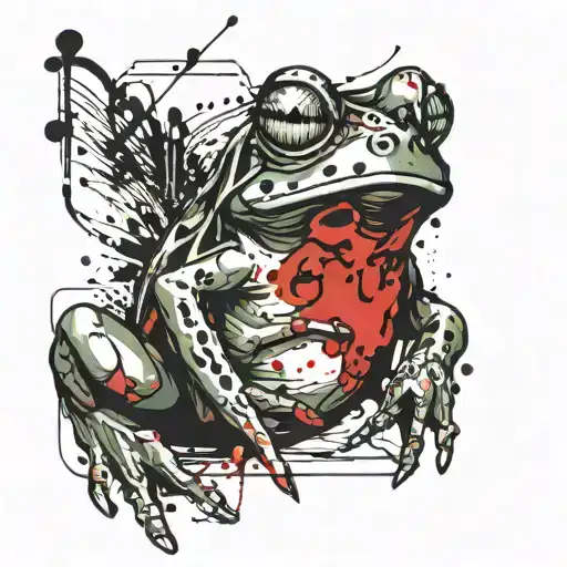 Cute frog holding up middle finger tattoo design idea