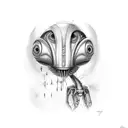 alien sniffing Cocain  tattoo design idea