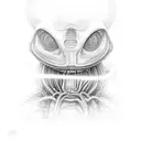alien sniffing Cocain  tattoo design idea