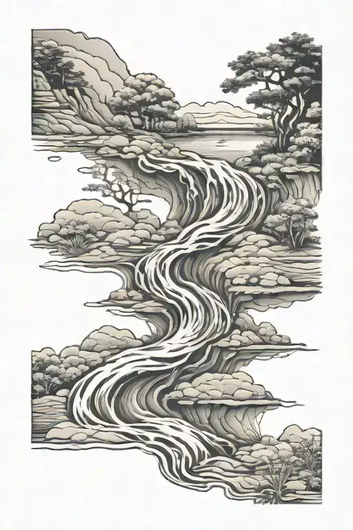 river flowing along scoliosis spine tattoo tattoo design idea