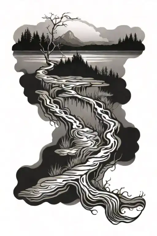 river flowing along scoliosis spine tattoo tattoo design idea