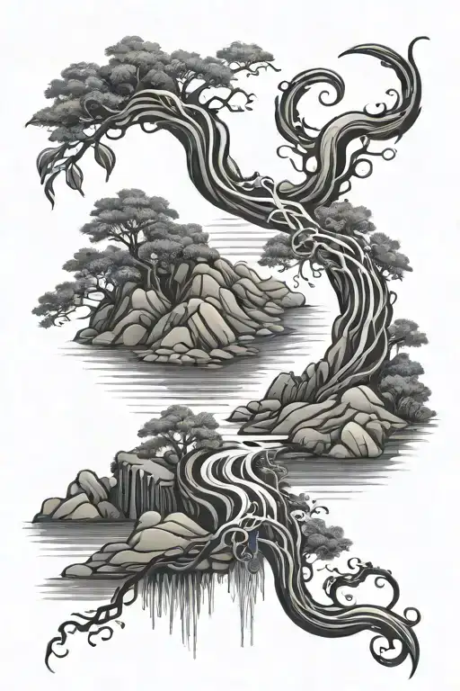 river flowing along scoliosis spine tattoo tattoo design idea