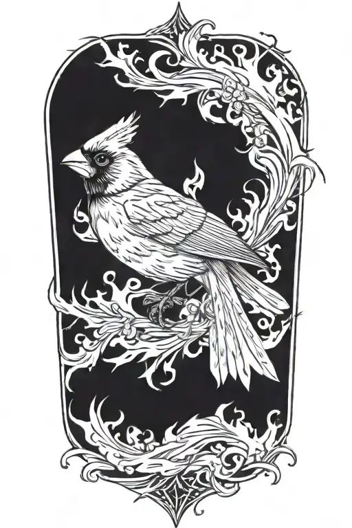 cardinal flames shooting tattoo design idea