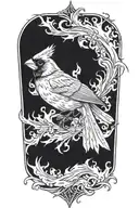 cardinal flames shooting tattoo design idea