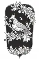 cardinal flames shooting tattoo design idea