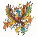 rainbow Phoenix rising from ashes tattoo design idea