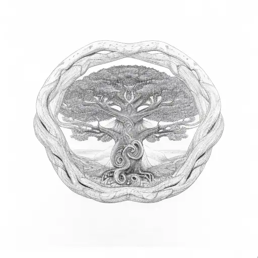 Tree of life with snake wrapping around the trunk of the tree tattoo design idea