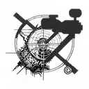 Sniper scope crosshairs with a silhouette of a Ørn in the background tattoo design idea