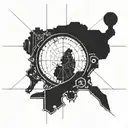 Sniper scope crosshairs with a silhouette of a Ørn in the background tattoo design idea