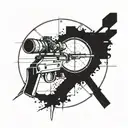 Sniper scope crosshairs with a silhouette of a Ørn in the background tattoo design idea