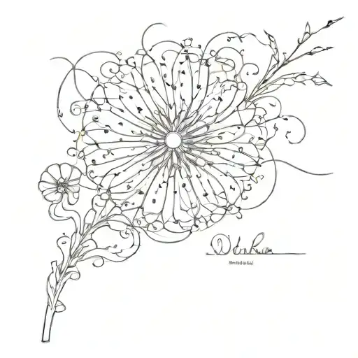  text "whore" blowing apart like a dandelion in the wind tattoo design idea