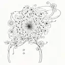  text "whore" blowing apart like a dandelion in the wind tattoo design idea