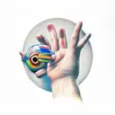 "hand holding hourglasd with caption time waits for no one" tattoo design idea