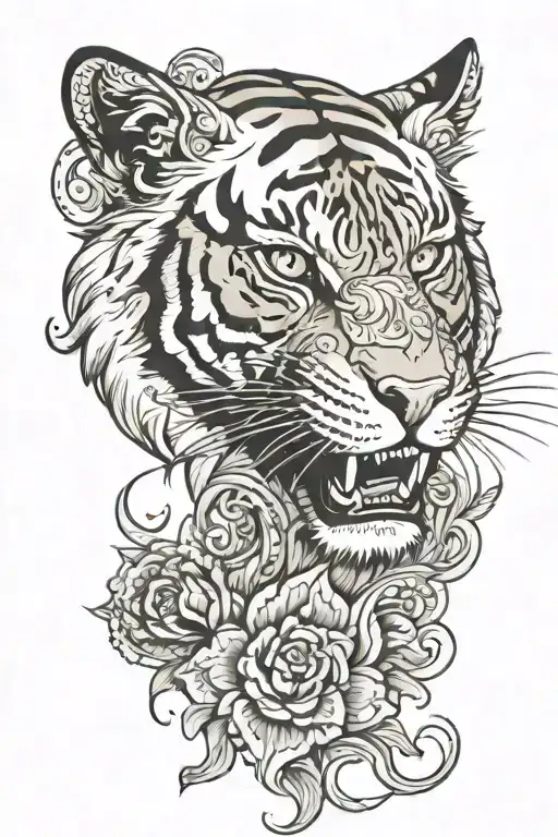 paisley tiger tattoo design idea