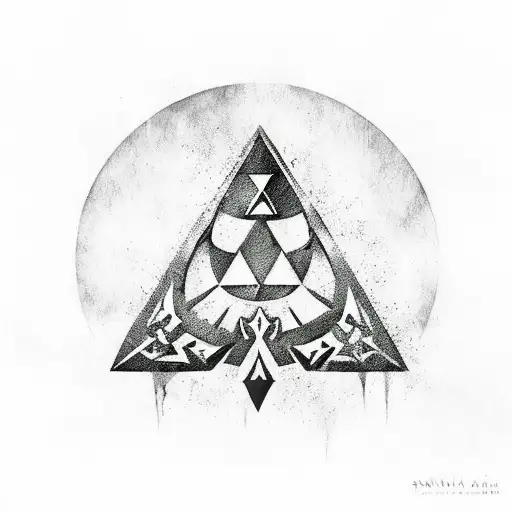 The legend of zelda triforce with the master sword in between tattoo design idea