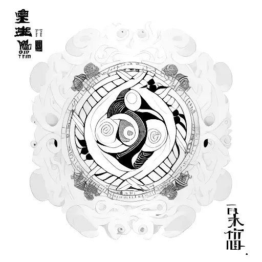 Incorporate elements of urban dancer with the ying yang symbol and pez coi tattoo design idea