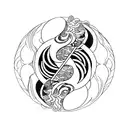 Incorporate elements of urban dancer with the ying yang symbol and pez coi tattoo design idea