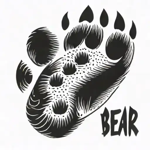 the word bear forming a bear paw print tattoo design idea