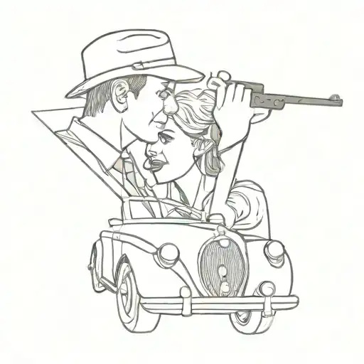 getaway car bonnie and clyde tattoo design idea