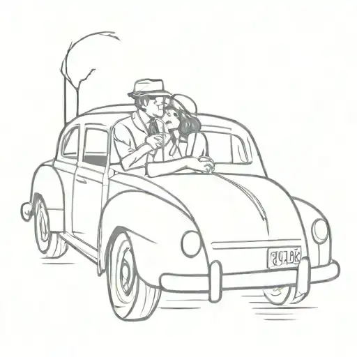 getaway car bonnie and clyde tattoo design idea