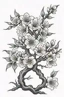 Flaming Cherry Blossom tree tattoo design idea